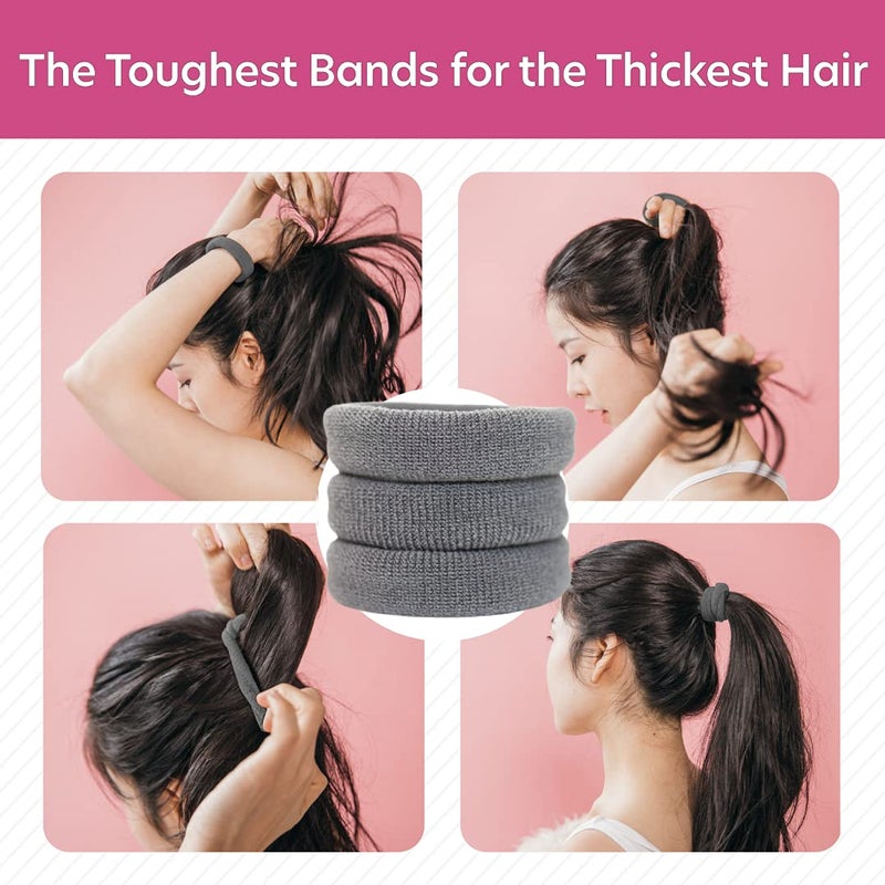 Burlybands Large Hair Ties for Thick, Heavy or Curly Hair - Non-Slip, Non-Damage, Seamless Women's Ponytail Scrunchies - Dk Gray, 3 Pcs - Image 2